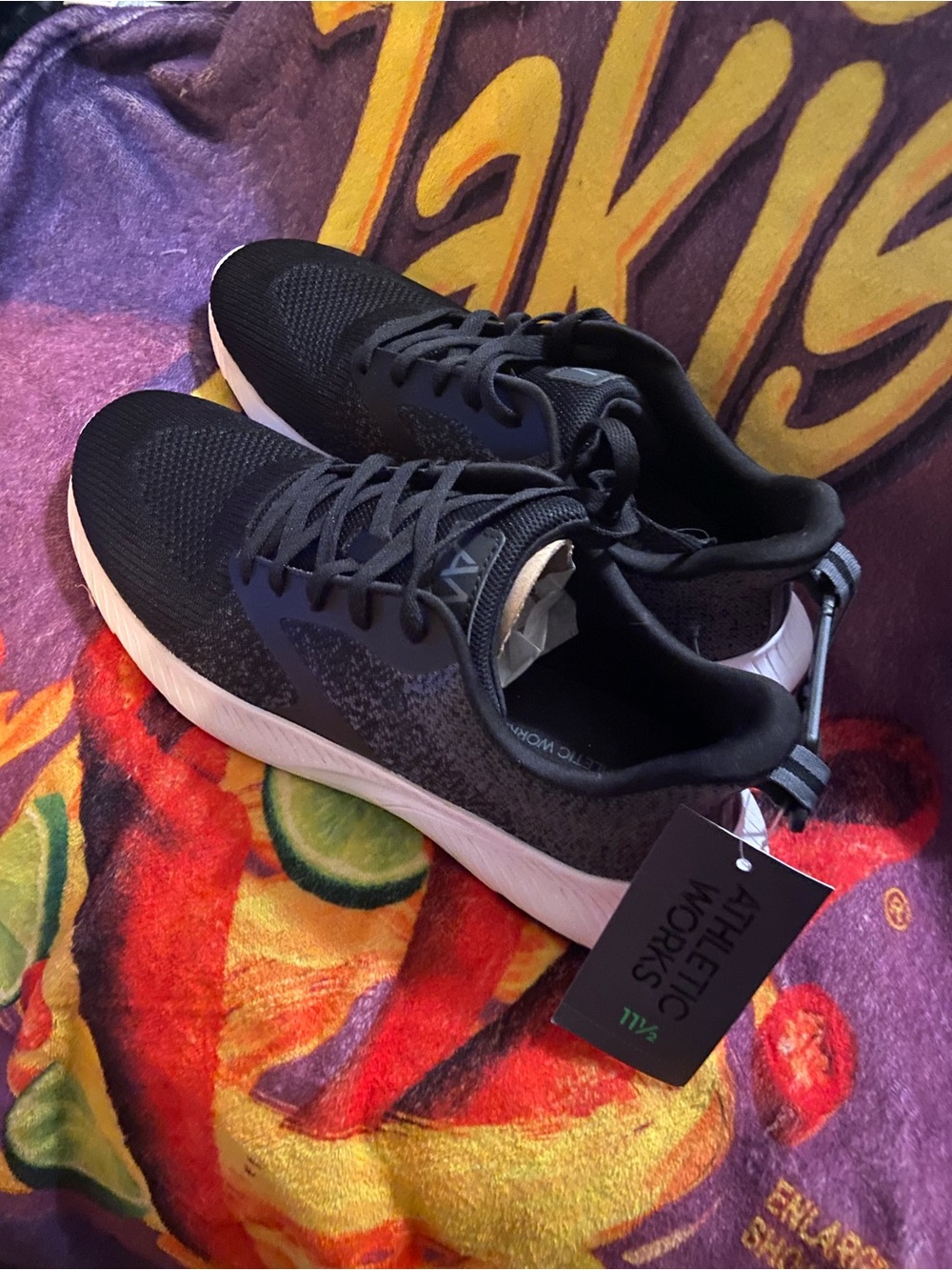 Athletic Works Men’s Black and White Lace-Up Running Shoes